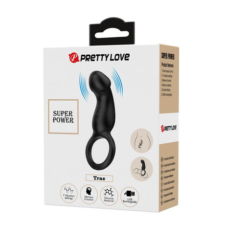 PRETTYLOVE Trae Vibrating Cock Ring USB – вибриращ пръстен с 7 режима