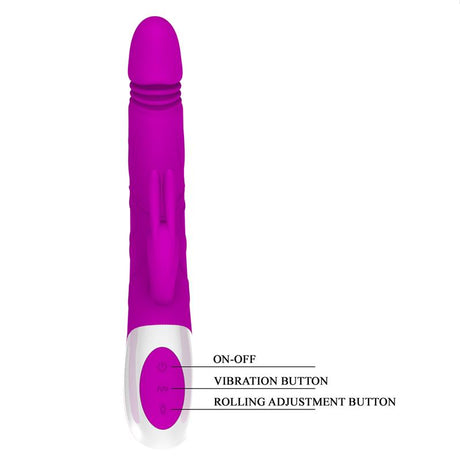PRETTYLOVE Adrian – водоустойчив вибратор с въртящи се топчета и клиторна стимулация