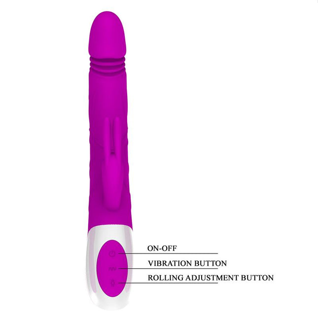 PRETTYLOVE Adrian – водоустойчив вибратор с въртящи се топчета и клиторна стимулация