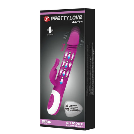 PRETTYLOVE Adrian – водоустойчив вибратор с въртящи се топчета и клиторна стимулация