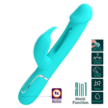PRETTYLOVE Vibe with Tongue Kampas Green – водоустойчив вибратор с двойна стимулация