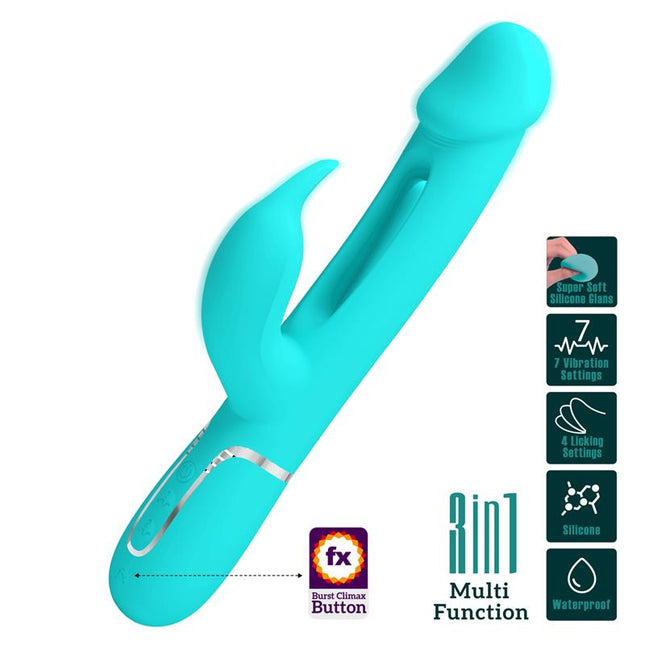 PRETTYLOVE Vibe with Tongue Kampas Green – водоустойчив вибратор с двойна стимулация