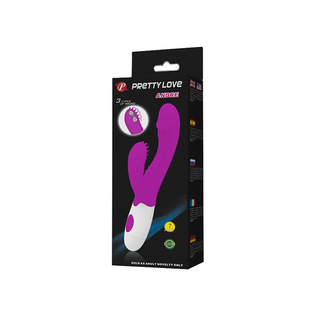 PRETTYLOVE Andre Color Пурпурен – вибратор с 7 режима на вибрация и 3 движения