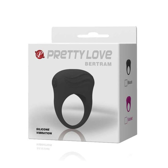 PRETTYLOVE Bertram Black – вибриращ пенис пръстен с комфортно прилягане