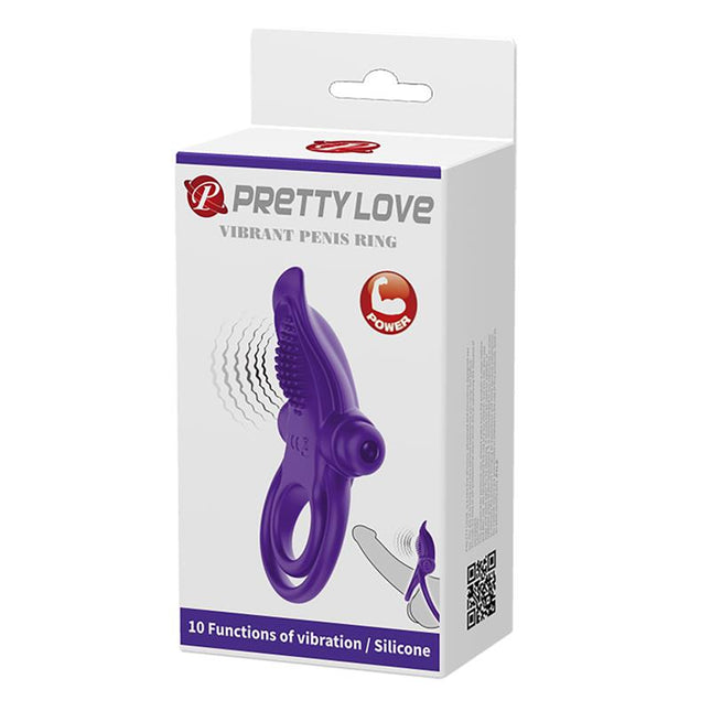 PRETTYLOVE Vibrating Cock Ring – вибриращ пенис пръстен с 10 режима