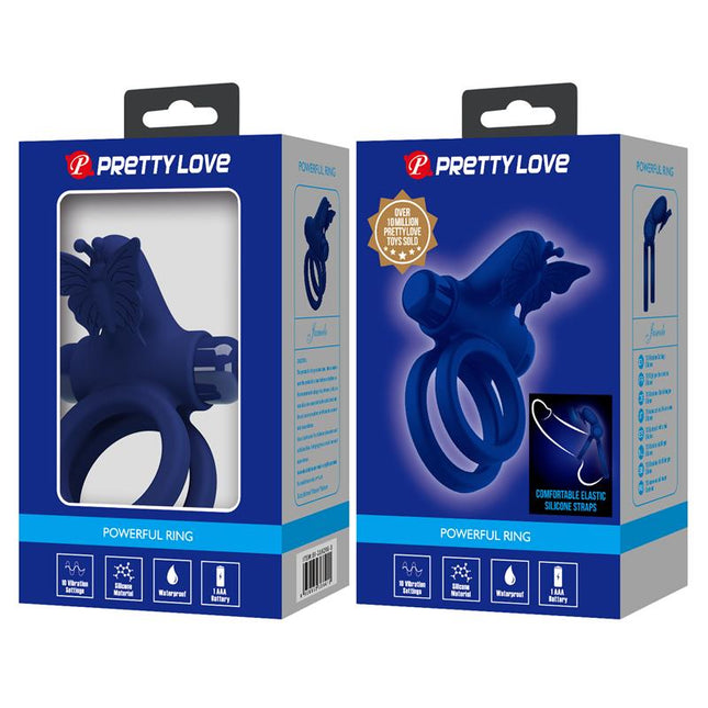 PRETTYLOVE Vibrating Double Penis Ring – вибриращ пръстен с двойна функция