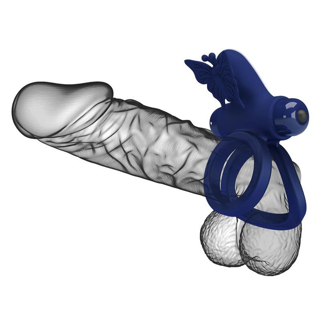 PRETTYLOVE Vibrating Double Penis Ring – вибриращ пръстен с двойна функция