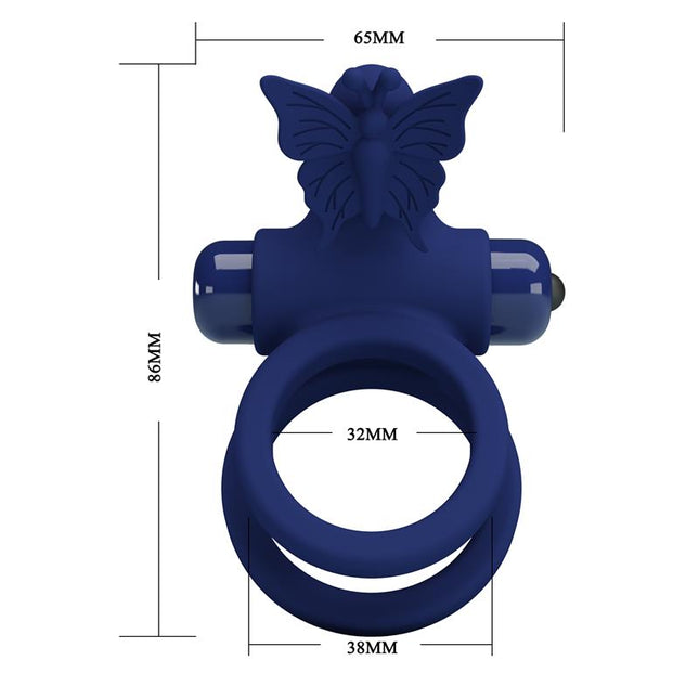 PRETTYLOVE Vibrating Double Penis Ring – вибриращ пръстен с двойна функция