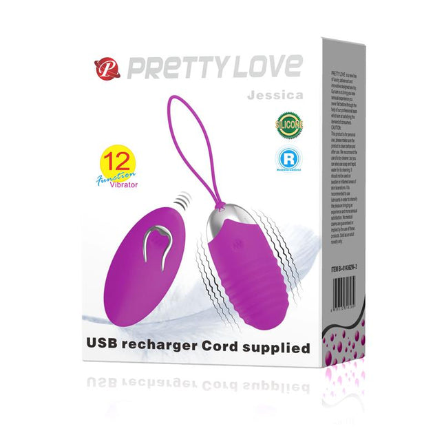 PRETTYLOVE Jessica USB Purple – вибриращо яйце с дистанционно