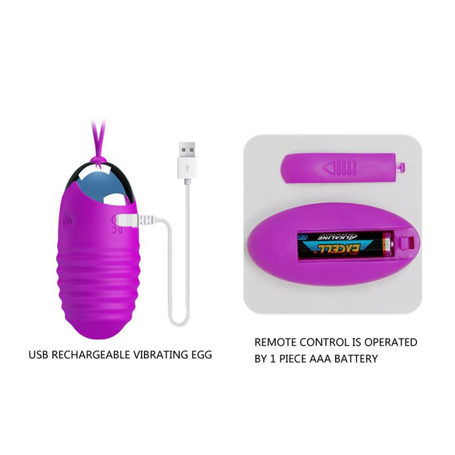 PRETTYLOVE Jessica USB Purple – вибриращо яйце с дистанционно