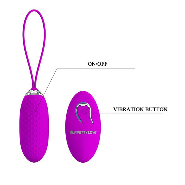 PRETTYLOVE Joanna USB Purple – компактно вибриращо яйце с дистанционно