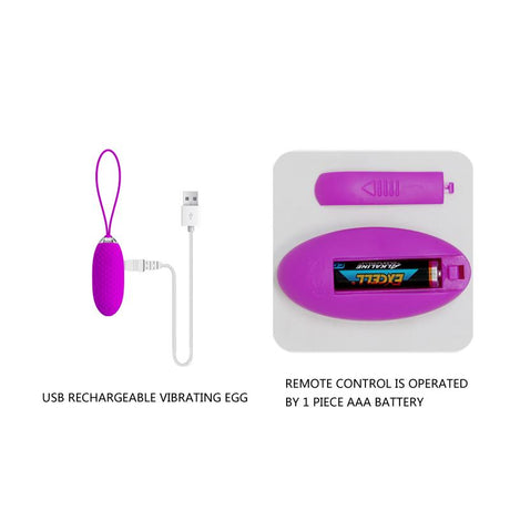 PRETTYLOVE Joanna USB Purple – компактно вибриращо яйце с дистанционно