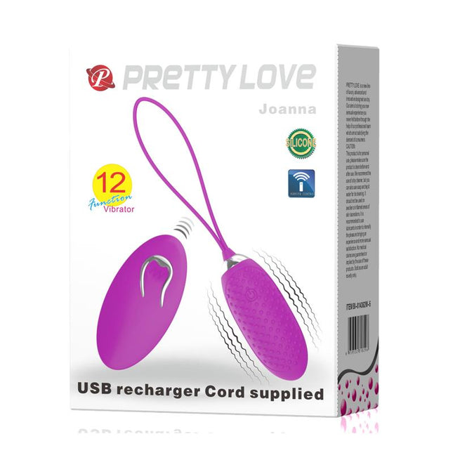 PRETTYLOVE Joanna USB Purple – компактно вибриращо яйце с дистанционно