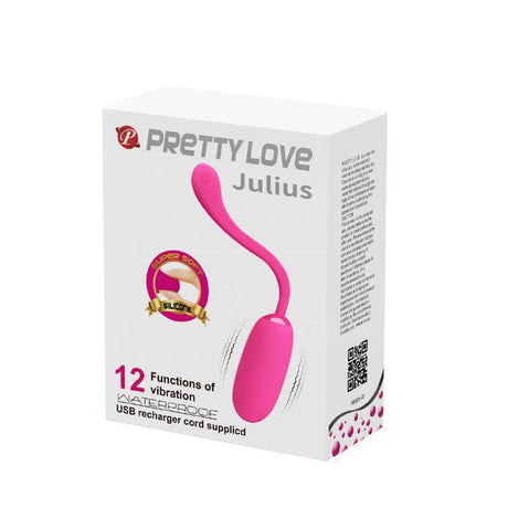 PRETTYLOVE Julius – вибриращо яйце с USB и силикон, розово