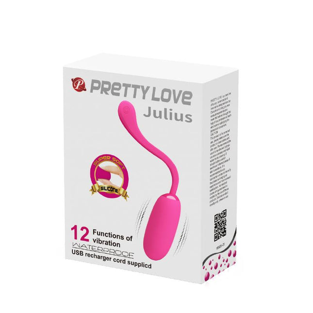 PRETTYLOVE Julius – вибриращо яйце с USB и силикон, розово