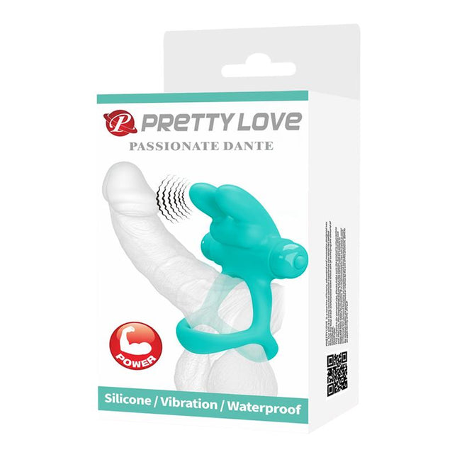 PRETTYLOVE Passionate Dante Green – вибриращ пенис пръстен с 10 режима