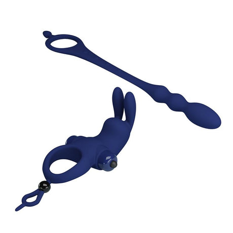PRETTYLOVE Vibrating Penis Ring with Anal Chain – тройна стимулация и комфорт