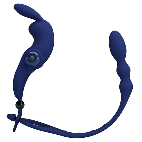PRETTYLOVE Vibrating Penis Ring with Anal Chain – тройна стимулация и комфорт
