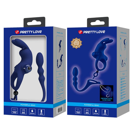 PRETTYLOVE Vibrating Penis Ring with Anal Chain – тройна стимулация и комфорт