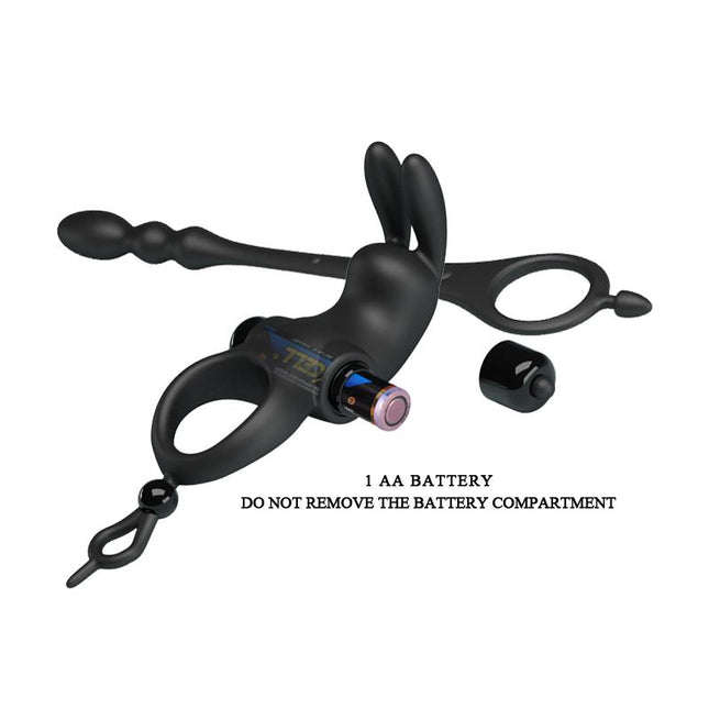 PRETTYLOVE Vibrating Ring с подвижна анална верига – тройна стимулация и комфорт