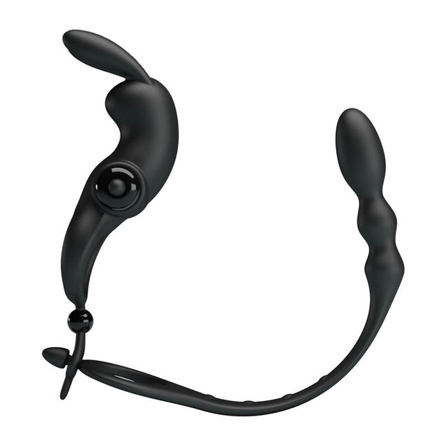 PRETTYLOVE Vibrating Ring с подвижна анална верига – тройна стимулация и комфорт