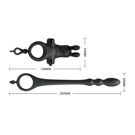 PRETTYLOVE Vibrating Ring с подвижна анална верига – тройна стимулация и комфорт