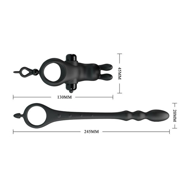 PRETTYLOVE Vibrating Ring с подвижна анална верига – тройна стимулация и комфорт