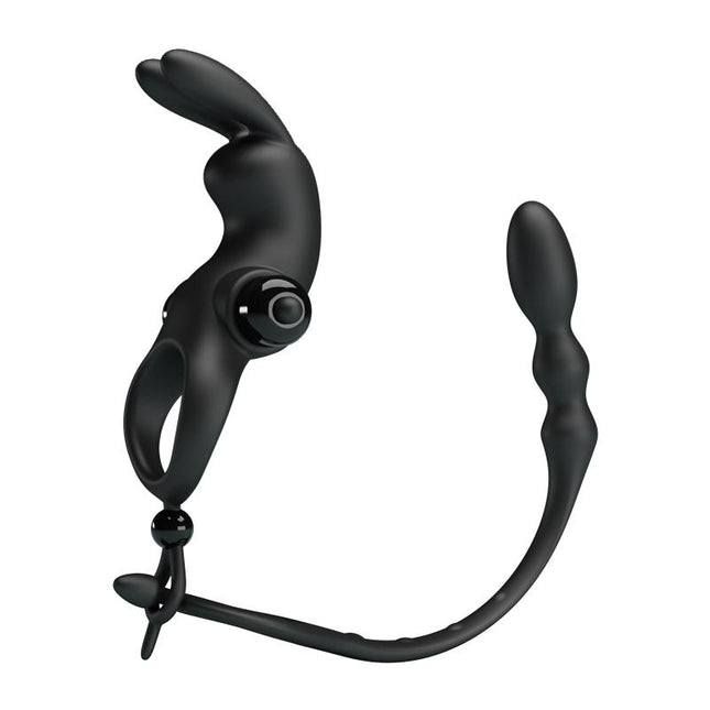 PRETTYLOVE Vibrating Ring с подвижна анална верига – тройна стимулация и комфорт