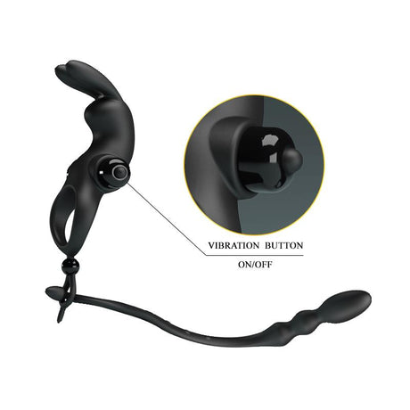 PRETTYLOVE Vibrating Ring с подвижна анална верига – тройна стимулация и комфорт