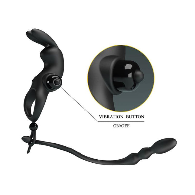 PRETTYLOVE Vibrating Ring с подвижна анална верига – тройна стимулация и комфорт