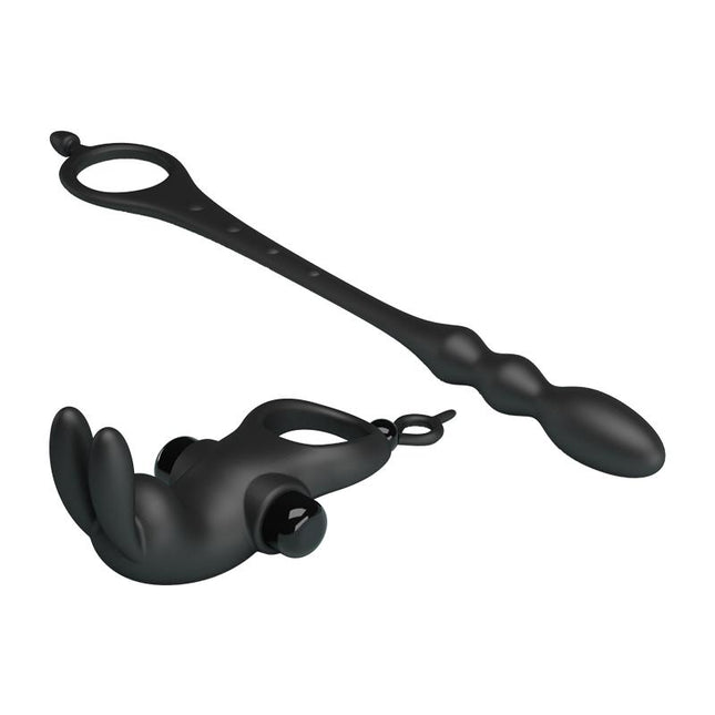 PRETTYLOVE Vibrating Ring с подвижна анална верига – тройна стимулация и комфорт