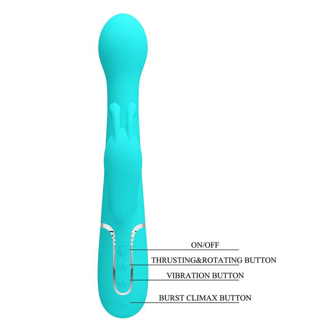 PRETTYLOVE Vive Dejon Blue – вибратор с въртящи се топчета и тласъци