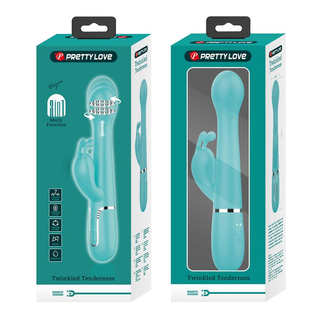 PRETTYLOVE Vive Dejon Blue – вибратор с въртящи се топчета и тласъци