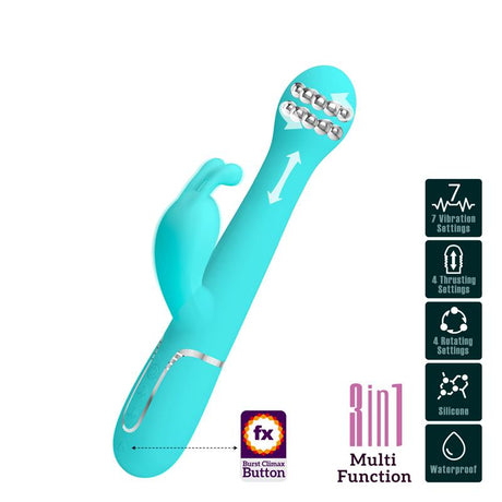 PRETTYLOVE Vive Dejon Blue – вибратор с въртящи се топчета и тласъци