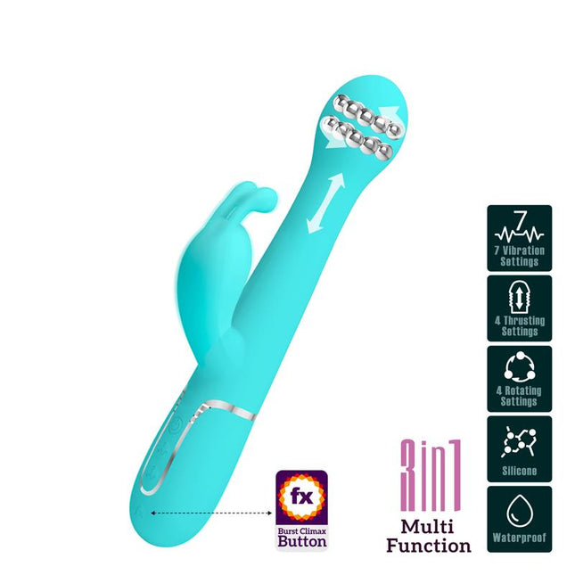PRETTYLOVE Vive Dejon Blue – вибратор с въртящи се топчета и тласъци