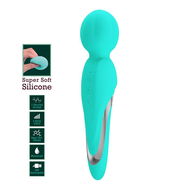 PRETTYLOVE Walter Wand Massager Aqua – мощен вибратор с USB зарядно