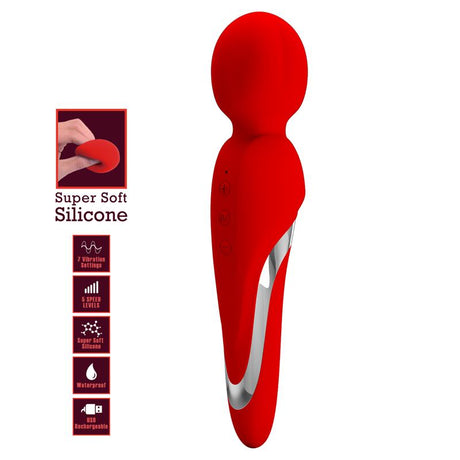 PRETTYLOVE Walter Wand Red – мощен вибратор с 5 скорости и 7 режима