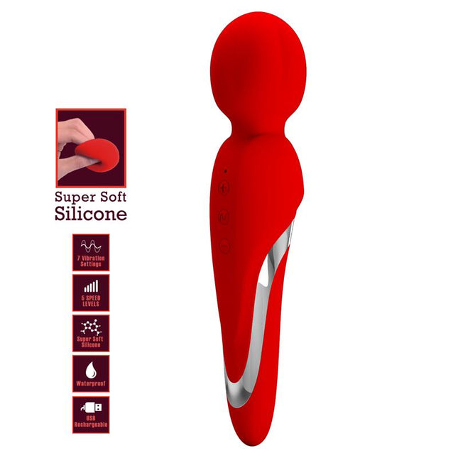 PRETTYLOVE Walter Wand Red – мощен вибратор с 5 скорости и 7 режима
