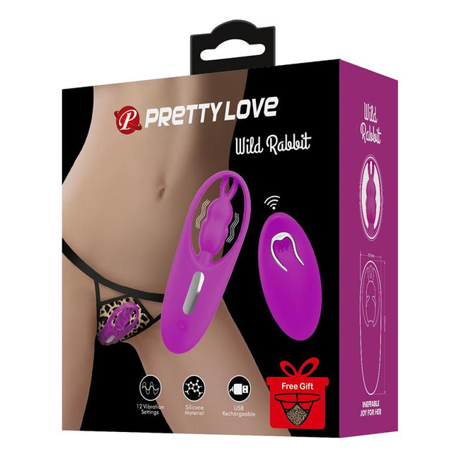 PRETTYLOVE Wild Rabbit – дистанционен стимулатор за бельо с 12 вибрации
