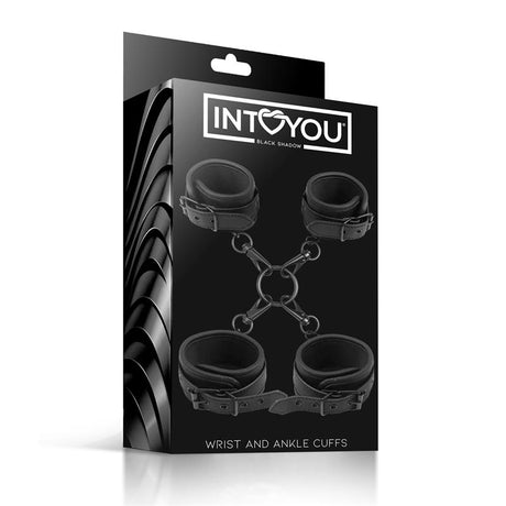 Комплект BDSM белезници за китки и глезени – Intoyou Black Shadow