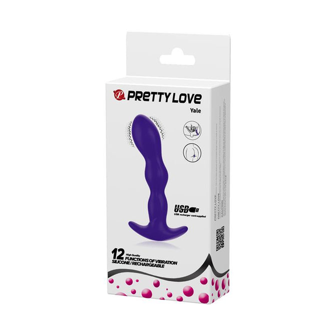 PRETTYLOVE Yale – анален плъг с вибрация, водоустойчив, лилав