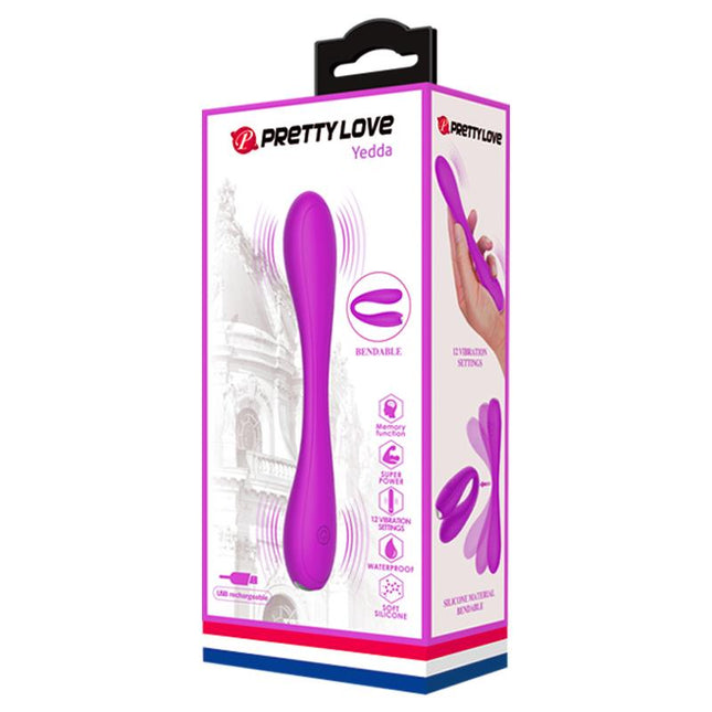 PRETTYLOVE Yedda – гъвкав USB вибратор от силикон, лилав