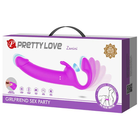 PRETTYLOVE Zanini – вибриращ безремъчен страпон от силикон